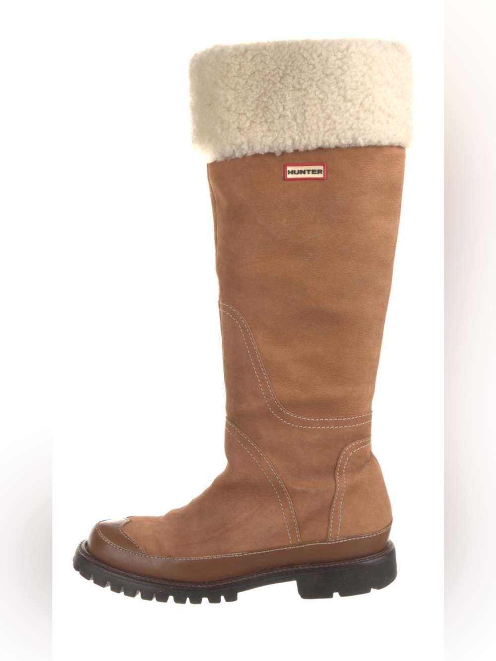 Hunter Tall Suede Fur Trim Winter Boots Tan Women’s Size 7